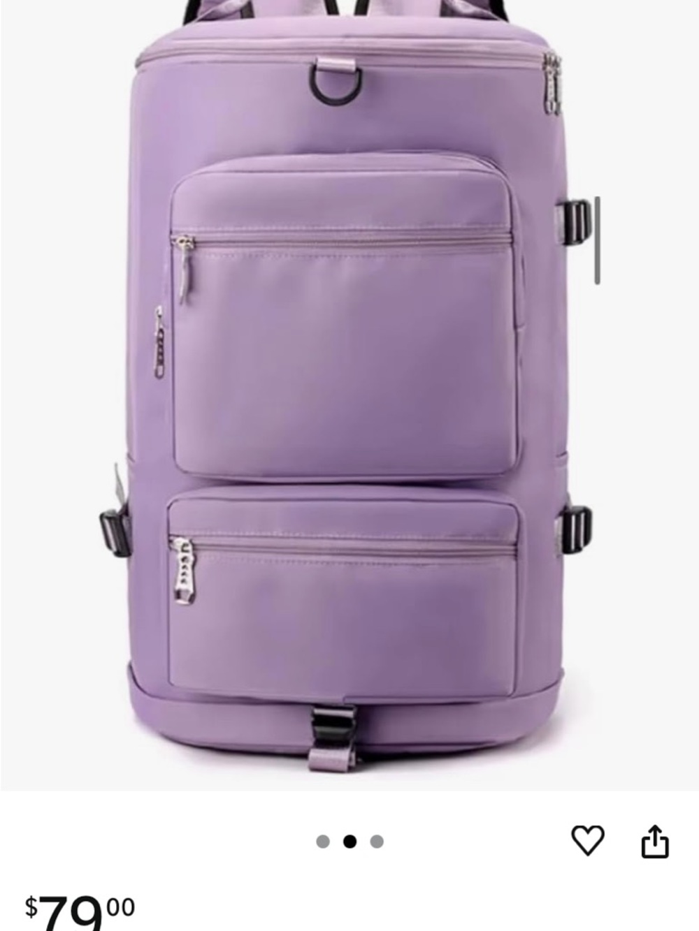 Lavender Travel Backpack with Front Organizer Pockets
